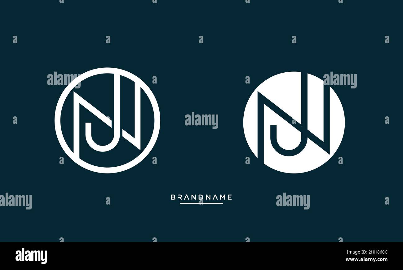 Buchstabenbuchstaben NJ, JN Logo Emblem Monogramm Stock Vektor