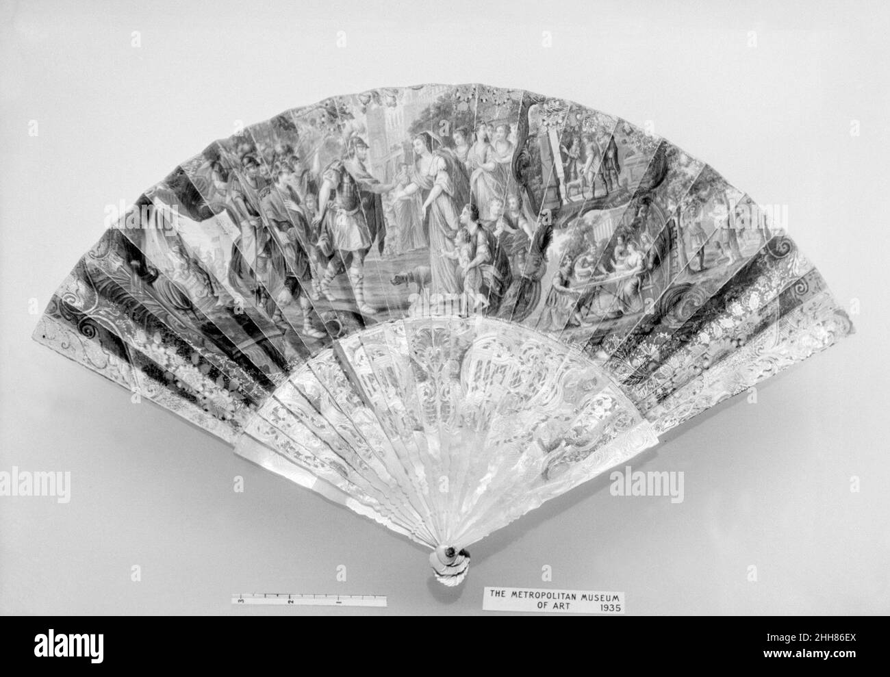 Fan zweites Quartal 18th Jahrhundert Französisch. Lüfter. Französisch. Zweites Viertel 18th Jahrhundert. Papier, Perlmutt. Lüfter Stockfoto