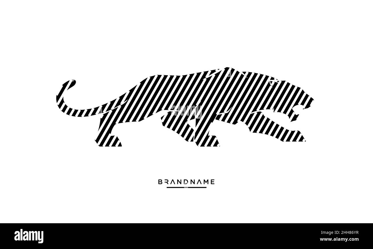 Linienkunst Logo von Panther, Leopard, Tiger, Geparden-Ikone Stock Vektor