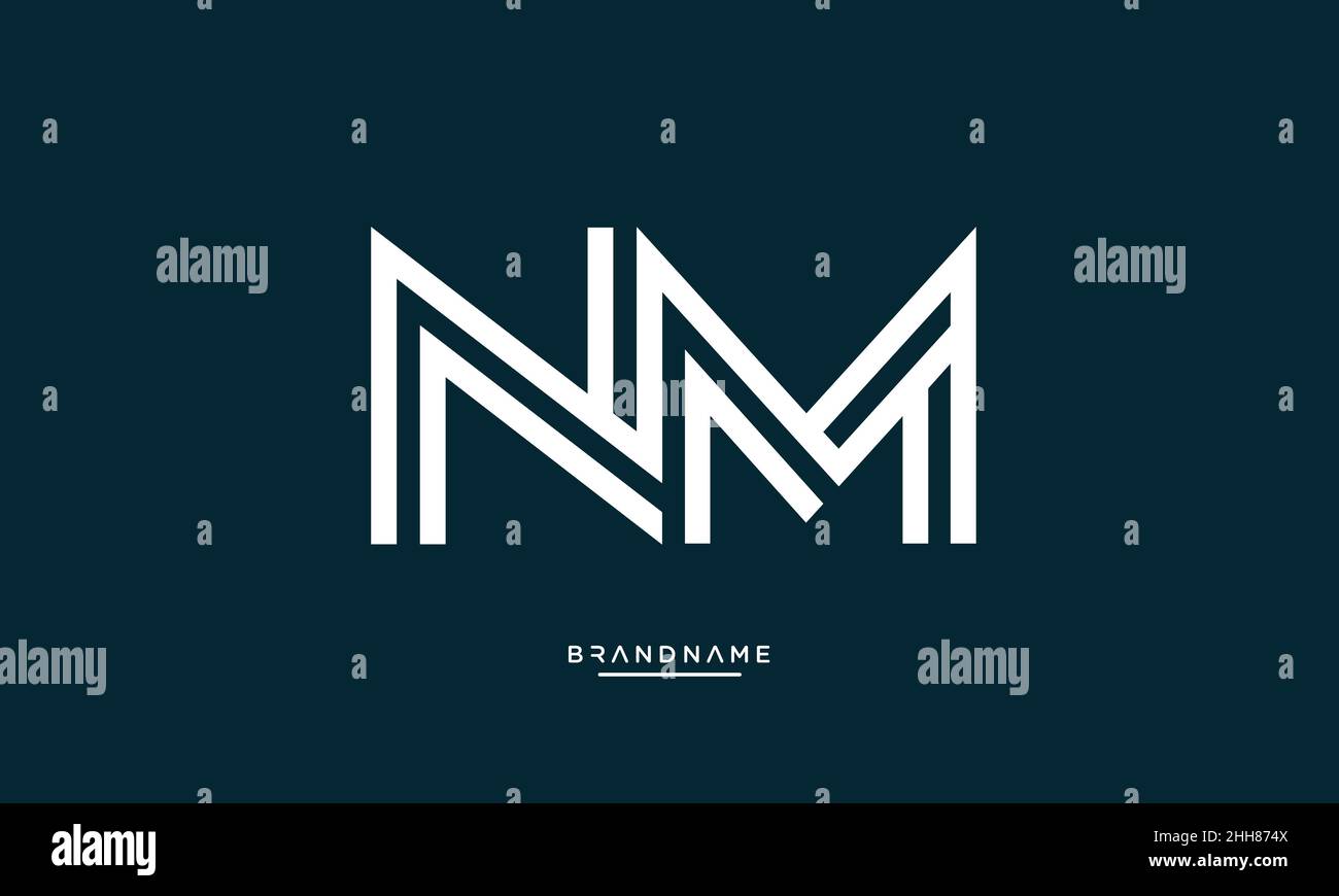 Alphabet Buchstaben NM, MN Logo Emblem Monogramm Stock Vektor