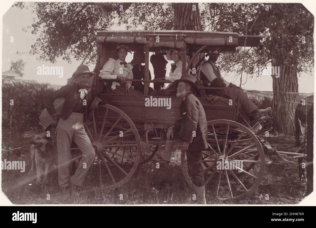 [Gruppe mit Pferdekutsche] 1890s Christian Barthelmess Amerikaner. [Gruppe mit Pferdekutsche] 263549 Stockfoto