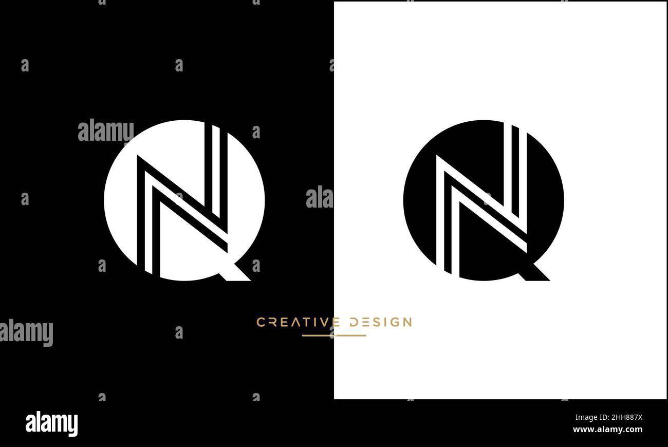 Abstrakte Buchstaben NQ, QN Logo Emblem Monogramm Stock Vektor