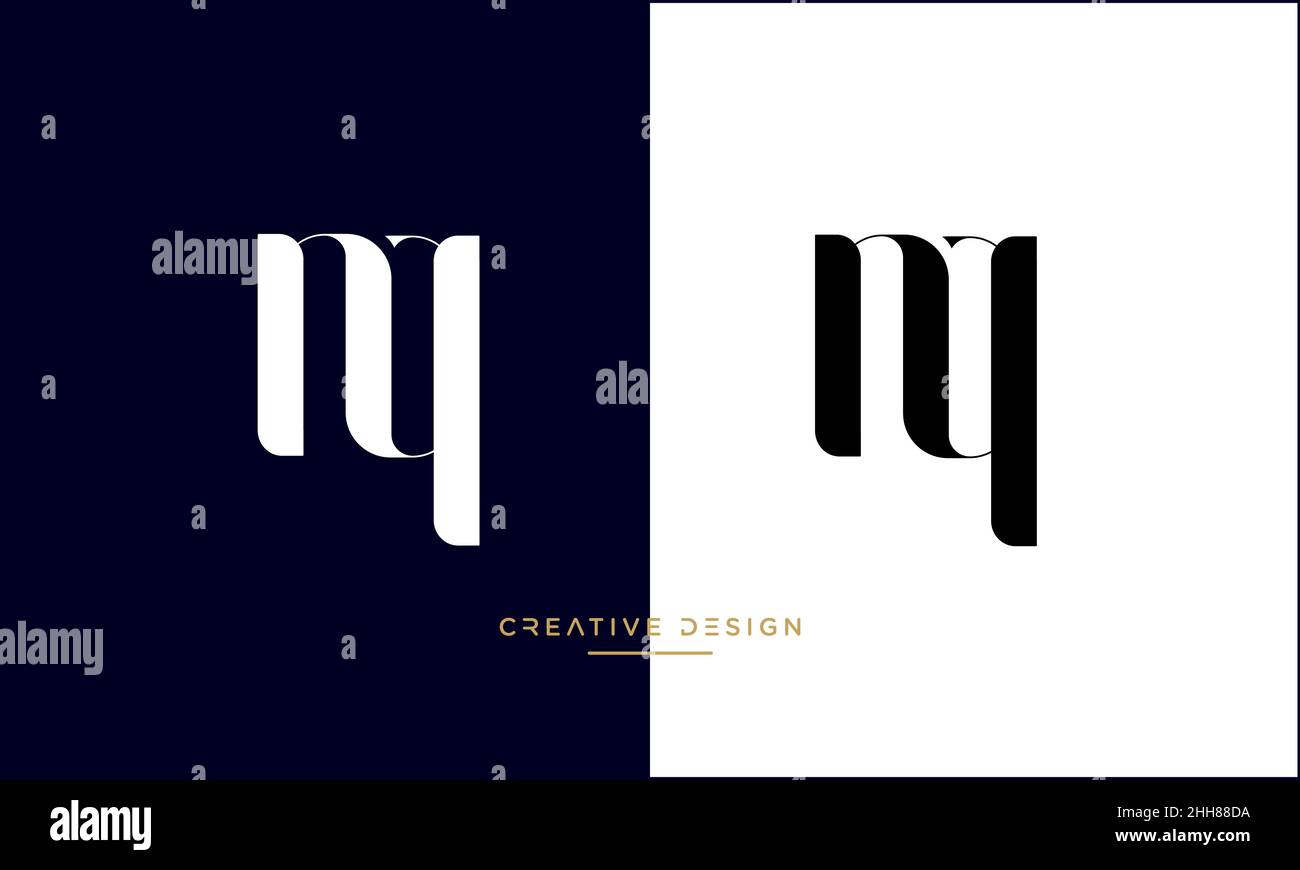 Abstrakte Buchstaben NQ, QN Logo Emblem Monogramm Stock Vektor