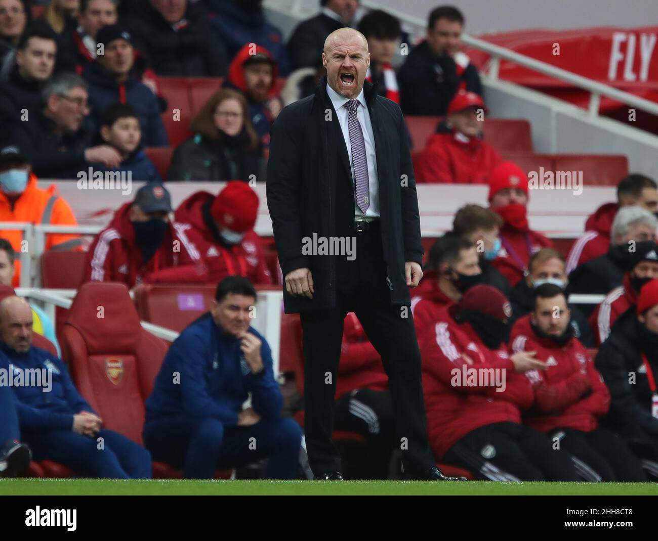 LONDON, ENGLAND - 23. JANUAR: Burnley-Manager Sean Dyche beim Premier League-Spiel zwischen Arsenal und Burnley im Emirates Stadium am 23. Januar 2022 in London, Großbritannien. (Foto nach MB-Medien) Stockfoto