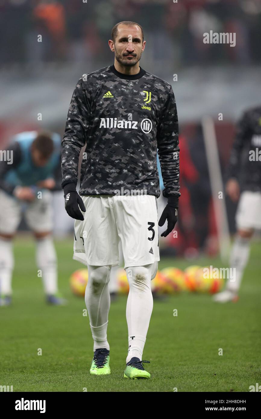 San Siro Stadion, Mailand, Italien, 23. Januar 2022, Giorgio Chiellini (Juventus FC) schaut während des AC Milan gegen Juventus FC - italienischer Fußball Serie A Spiel Kredit: Live Media Publishing Group/Alamy Live News Stockfoto