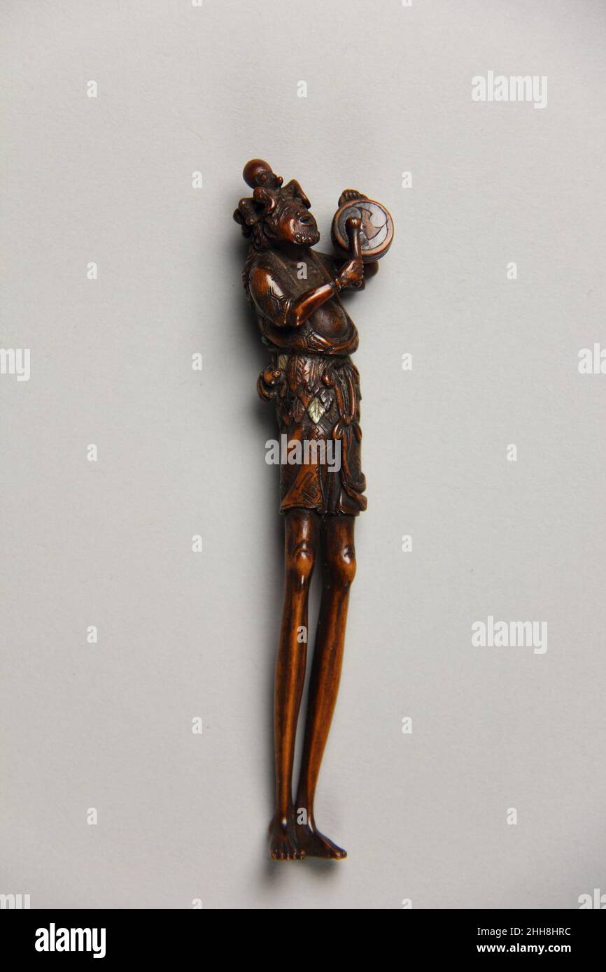 Netsuke von Ashinaga und Octopus 19th Jahrhundert Japan. Netsuke von Ashinaga und Octopus 59370 Stockfoto