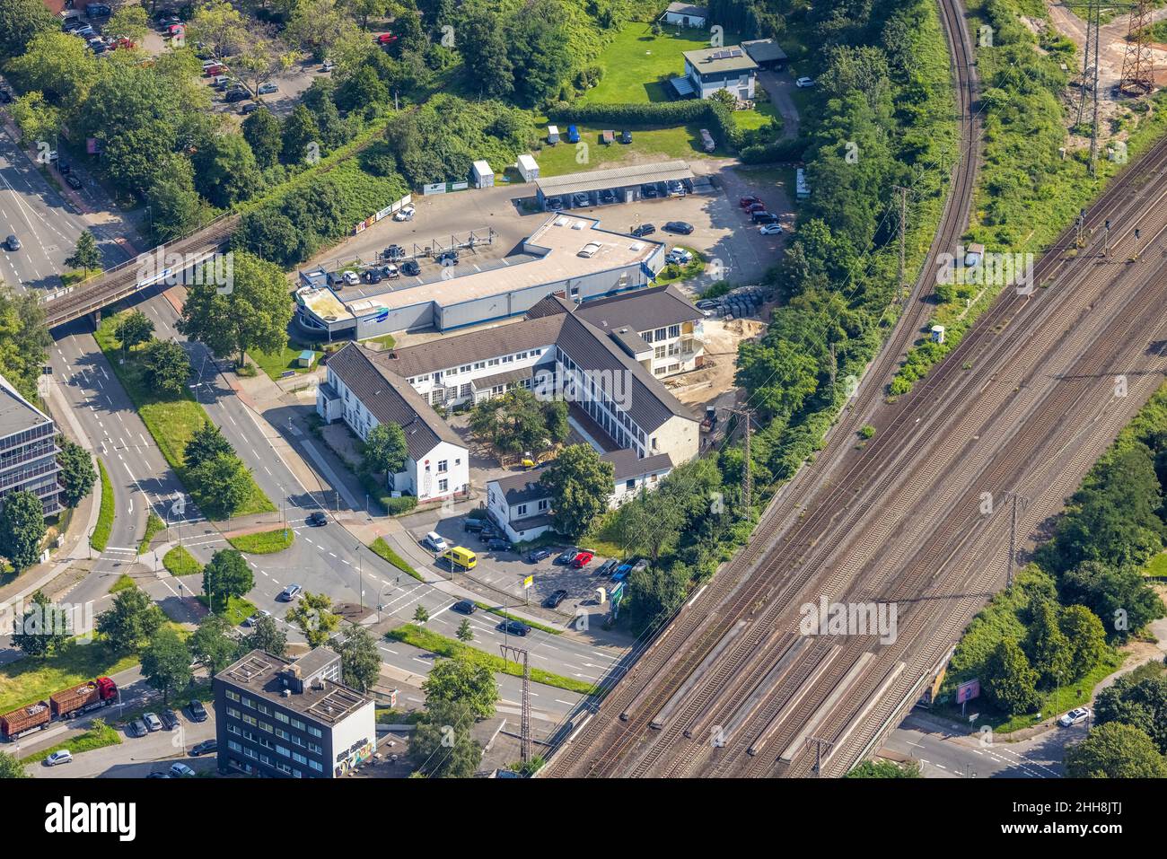 Luftaufnahme, Tushita Verlag, Meidericher Straße, Duissern, Duisburg, Ruhrgebiet, Nordrhein-Westfalen, Deutschland, DE, Druckerei, Europa, com Stockfoto