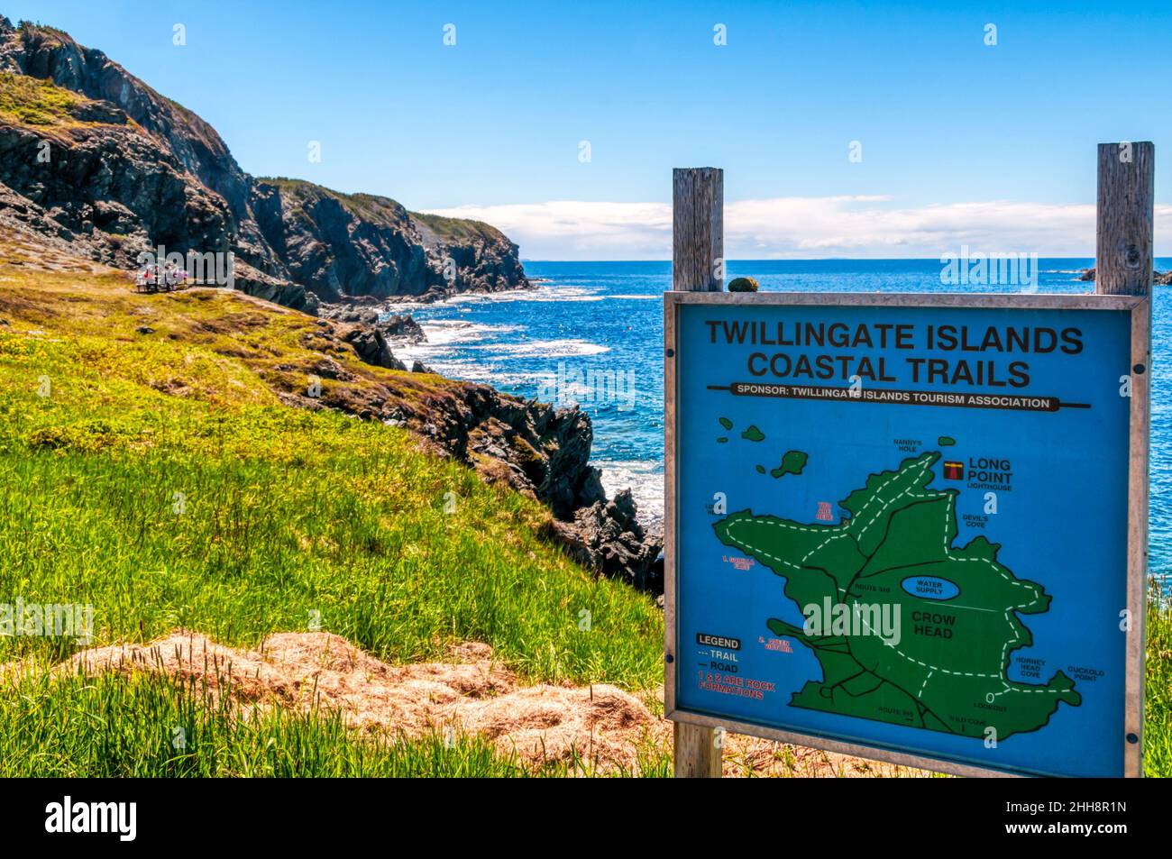 Schild für Twillingate Islands Coastal Trails, Neufundland. Stockfoto
