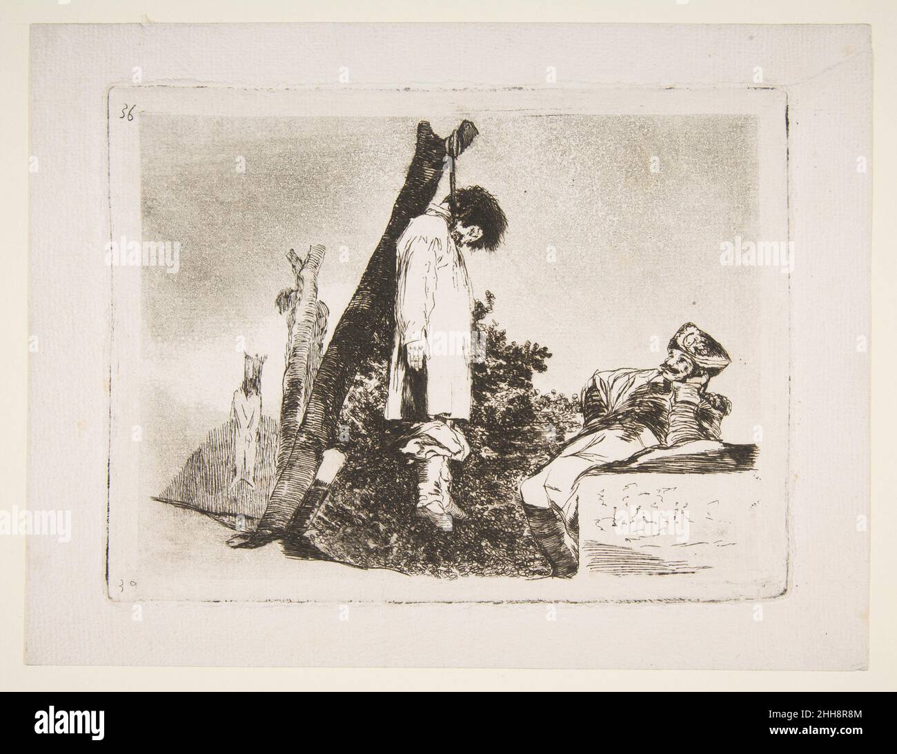 Tafel 36 aus 'die Katastrophen des Krieges' (Los Desastres de La Guerra):  'Auch nicht [in diesem Fall].' (Tampoco.) 1810 Goya (Francisco de Goya y  Lucientes) Spanisch die leeren Straßen der spanischen Landschaft