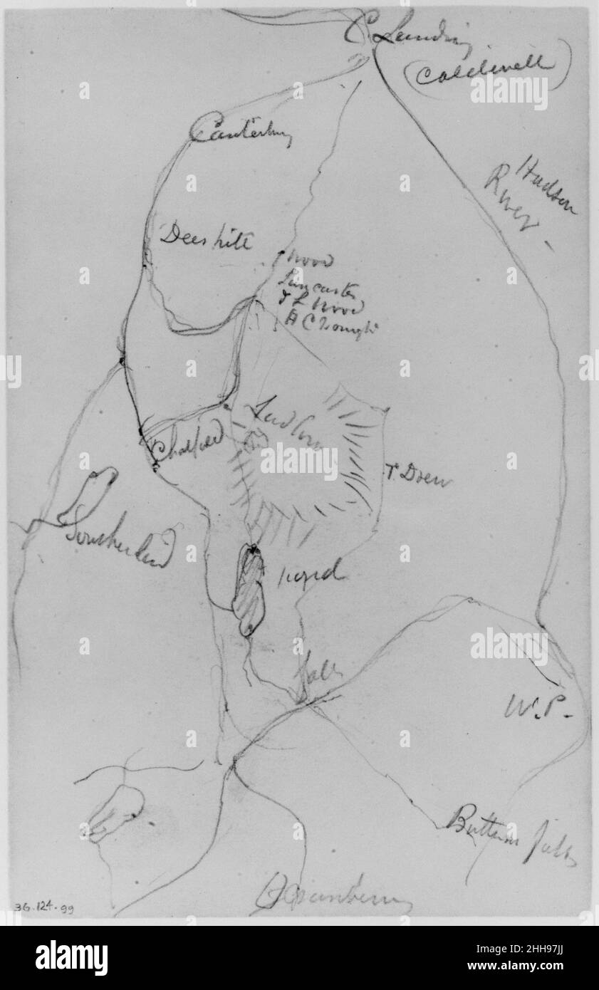 Karte (aus Skizzenbuch) ca. 1870 Daniel Huntington Amerikaner der führende Porträtist in New York während der Zeit nach dem Bürgerkrieg - und Präsident der National Academy of Design von 1862 bis 1870 und von 1877 bis 1890 - Daniel Huntington war ein konservativer Maler, ein Mann, der von seinen Kunden und Kollegen während seiner langen Karriere hoch geschätzt wurde. Obwohl er in der Mitte und Ende des 19. Jahrhunderts viel und häufig unterwegs war, gemietete er neue künstlerische Konzepte und Stile. Als ein überzeugte Akademiker in Technik und Art und Weise, Huntington verstanden, dass richtige Zeichnerei war der Kern von accomp Stockfoto
