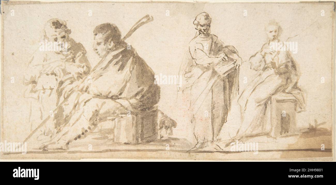 Vier Figuren 17th Jahrhundert Anonym, Spanisch, Schule von Sevilla, 17th Jahrhundert Spanisch. Vier Zahlen 336451 Stockfoto