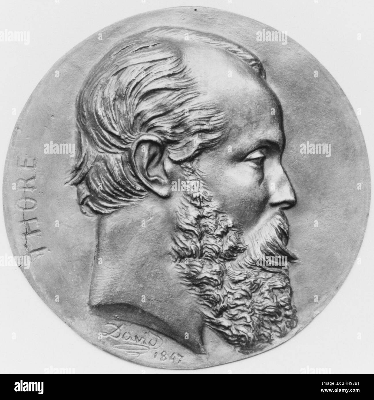 Théophile Thoré (1807–1869), französischer Kritiker und Redakteur 1847 Pierre Jean David d'Angers Französisch Pierre-Jean David d’Angers war der produktivste und einer der bedeutendsten französischen Bildhauer der ersten Hälfte des 19. Jahrhunderts. Während seiner fast fünfzigjährigen Karriere (1819–1856) blieb David seiner Überzeugung treu, dass skulpturale Denkmäler, die den Leistungen großer Männer und Frauen gewidmet sind, die Größe eines Volkes am dauerhaftesten und lebhaftesten zum Ausdruck bringen. Er suchte kontinuierlich Aufträge für Denkmäler mit historischen und zeitgenössischen Figuren, die er bewunderte, um sie zu begehen Stockfoto