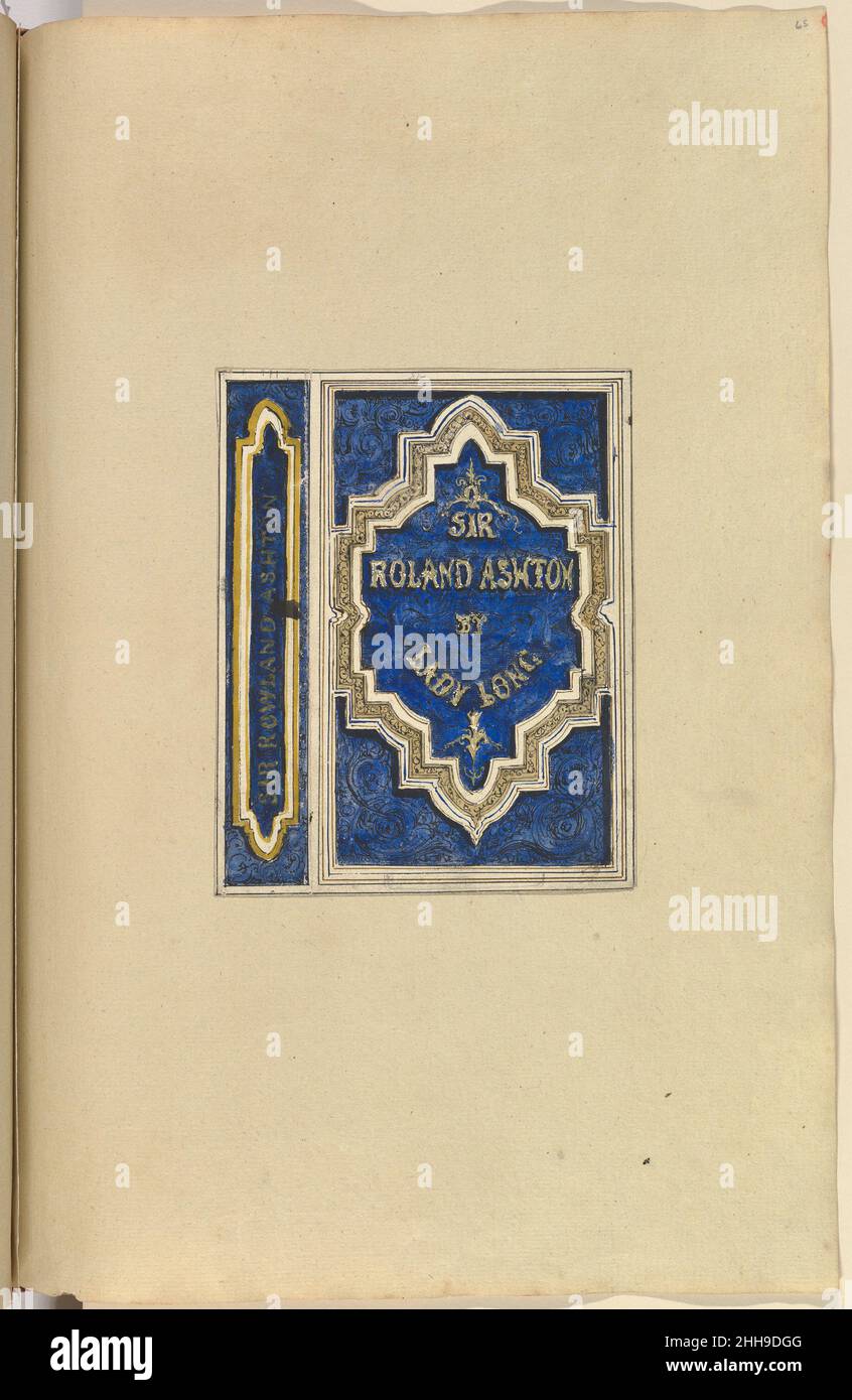 Design for Bookcover, Sir Roland Ashton, von Lady Long 1845–70 Alfred Henry Forrester [Alfred Crowquill] Britisch. Design für Bookcover, Sir Roland Ashton, von Lady Long 394864 Stockfoto