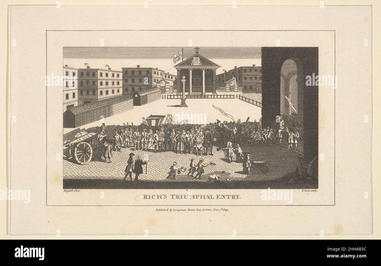 Rich's Glory, or His Triumphary Entry into Covent Garden, 1732. Dezember 1. November 1809 Thomas Cook British. Rich's Glory, oder sein triumphaler Eintritt in Covent Garden, Dezember 1732 399374 Stockfoto