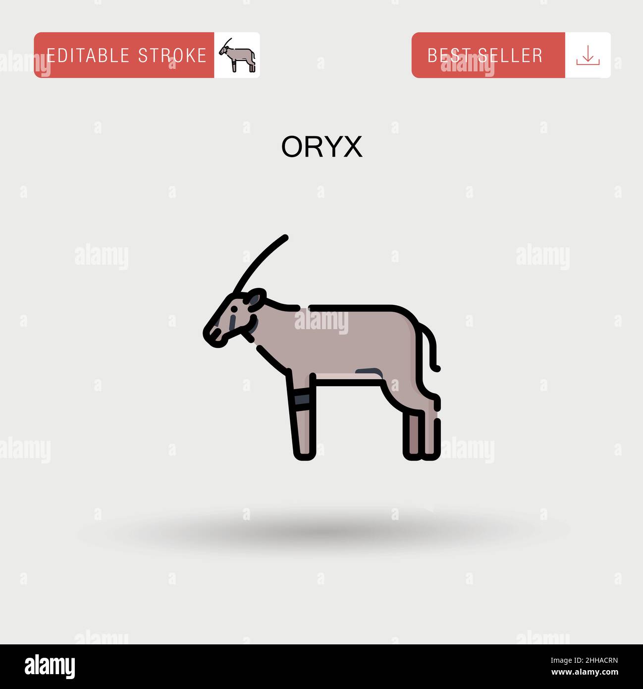 Einfaches Oryx-Vektorsymbol. Stock Vektor