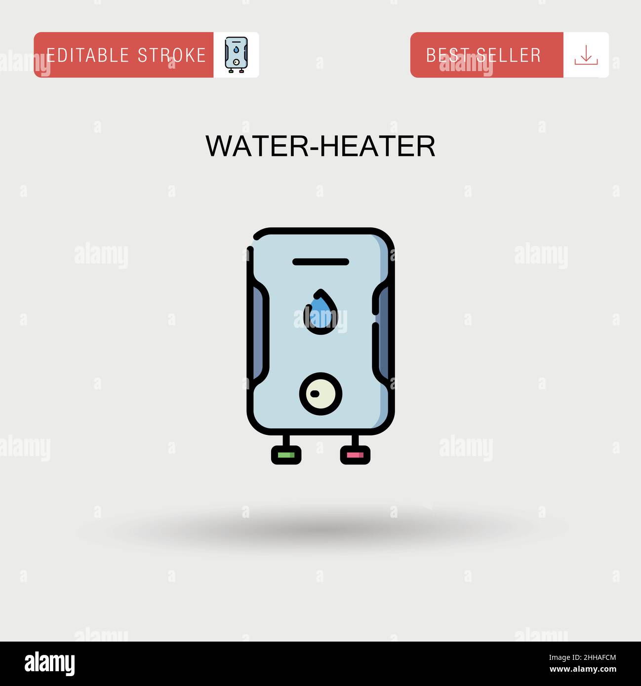 Einfaches Vektorsymbol für den Warmwasserbereiter. Stock Vektor