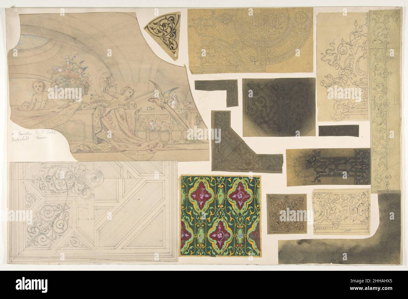 Fünfzehn Skizzen für Decken- und Cove-Entwürfe, Hôtel Rothschild, Wien zweite Hälfte 19th Jahrhundert Jules-Edmond-Charles Lachaise Französisch. Fünfzehn Skizzen für Decken- und Cove-Entwürfe, Hôtel Rothschild, Wien 349417 Stockfoto