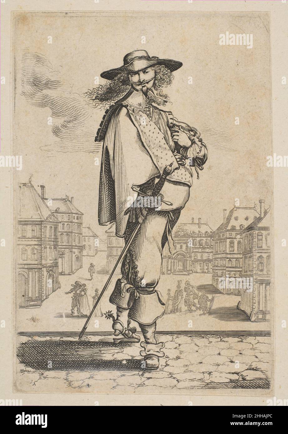 Gentleman with a Sword before some buildings 1629 Anonymous, French, 17th century French. Gentleman mit einem Schwert vor einigen Gebäuden 387244 Stockfoto