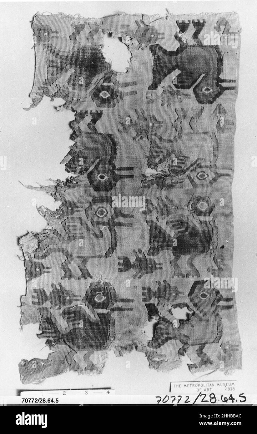 Tapisserie Fragment 10th–15th Jahrhundert Chimú (?). Tapisserie Fragment 307911 Stockfoto