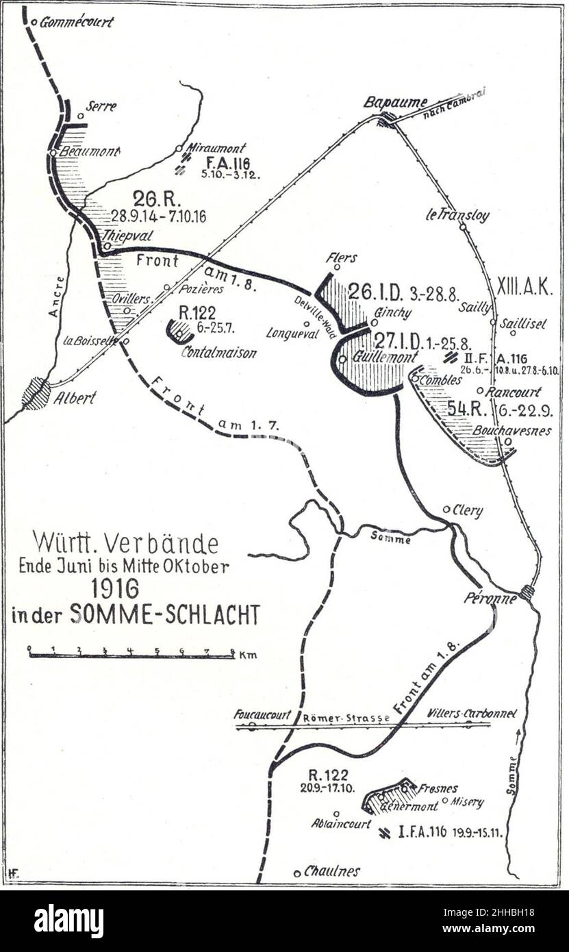 Somme-Schlacht 1916. Stockfoto