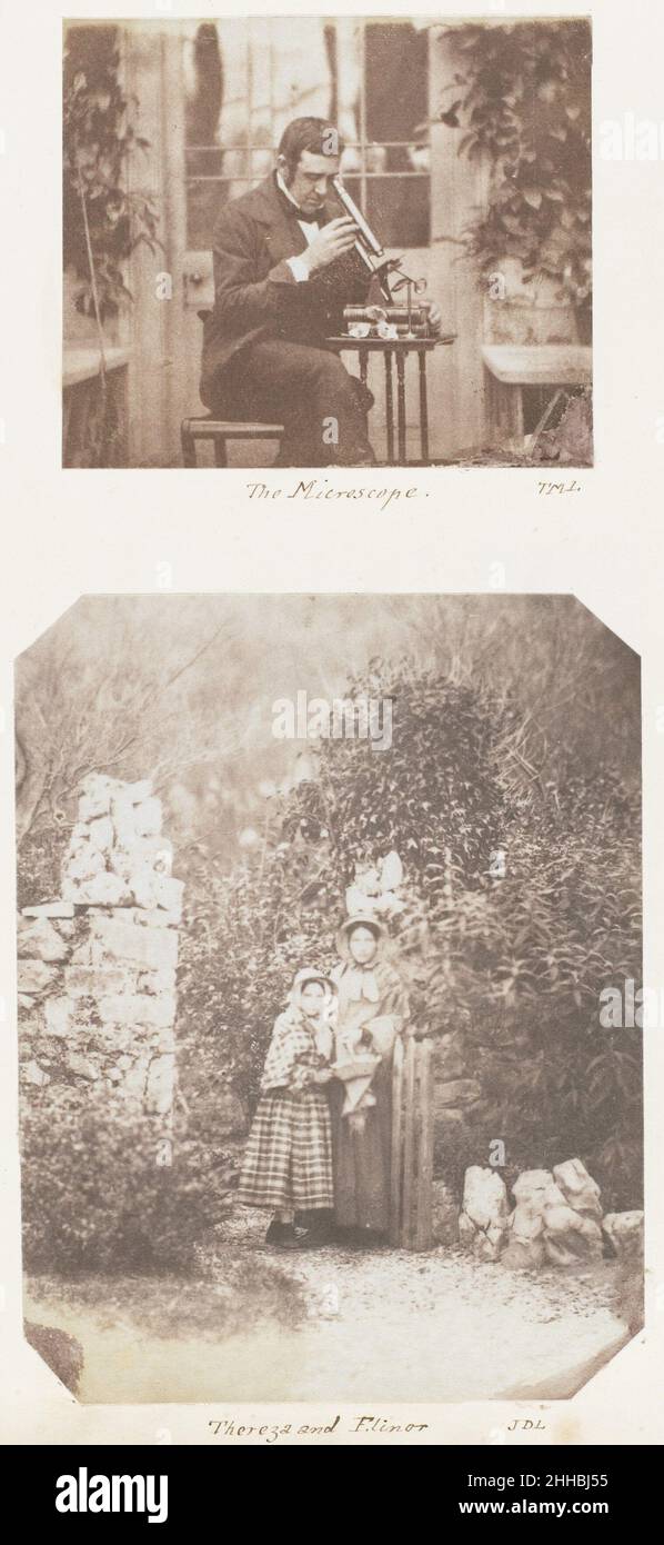 The Microscope; Thereza und Elinor 1853–56 John Dillwyn Llewelyn Britisch, Walisisch. Das Mikroskop; Thereza und Elinor 283076 Stockfoto