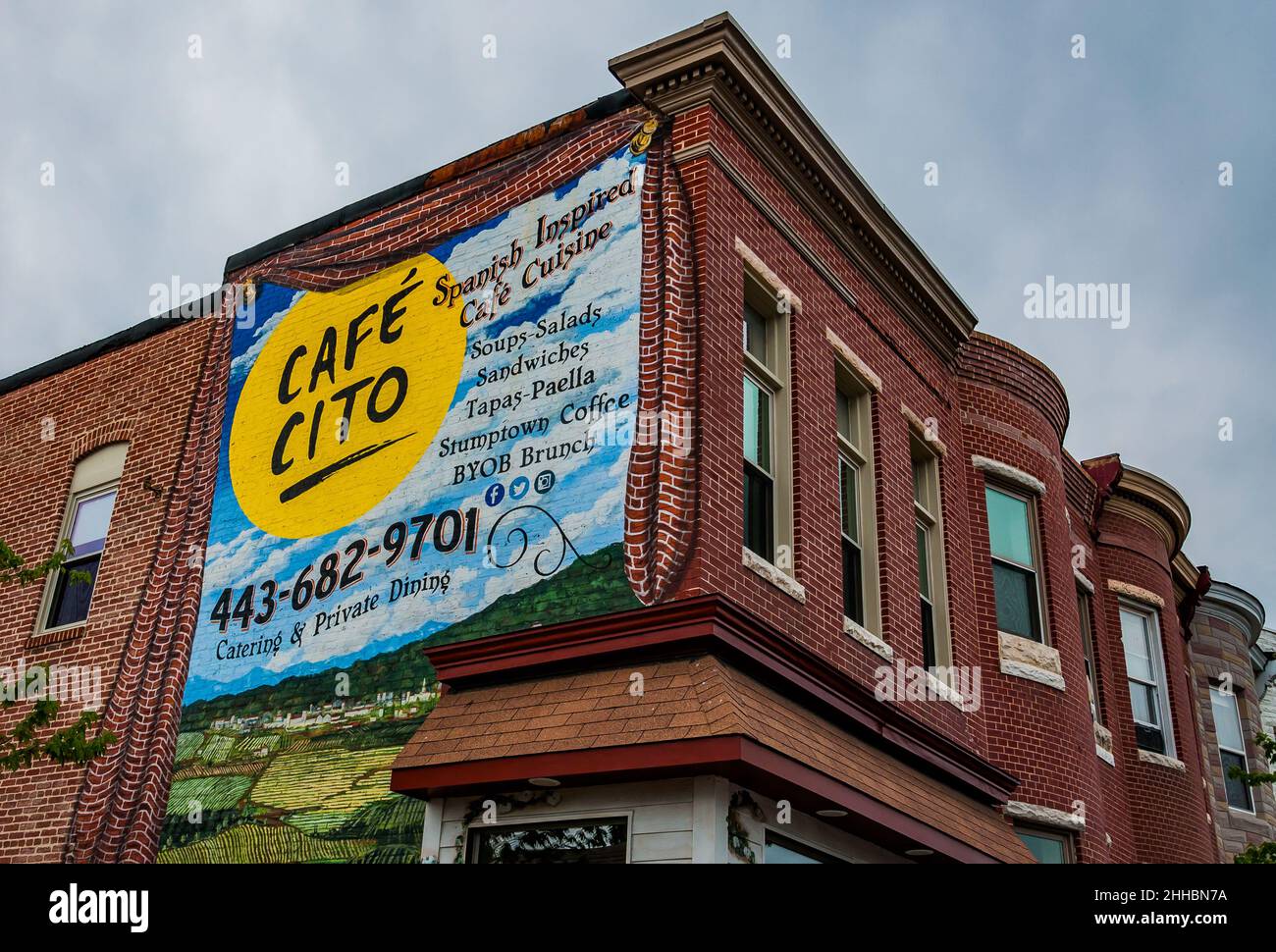 Cafe Cito Sign, Hampden, Baltimore, Maryland Stockfoto