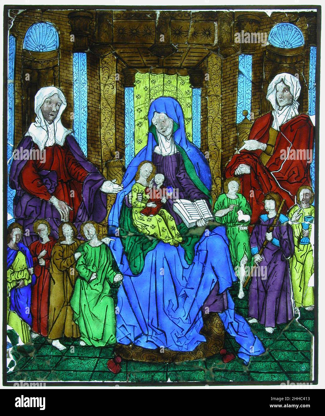 Tafel mit der Jungfrau und dem Kind Anfang des 16th. Jahrhunderts Schweizer. Gedenktafel mit der Jungfrau und dem Kind 468071 Stockfoto