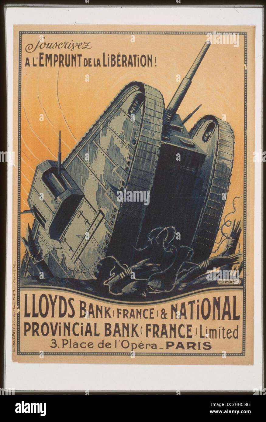 Souscrivez à l'Souppes-sur-Loing de la Liboeration! Lloyds Bank (Frankreich) und National Provincial Bank (France) begrenzt Stockfoto