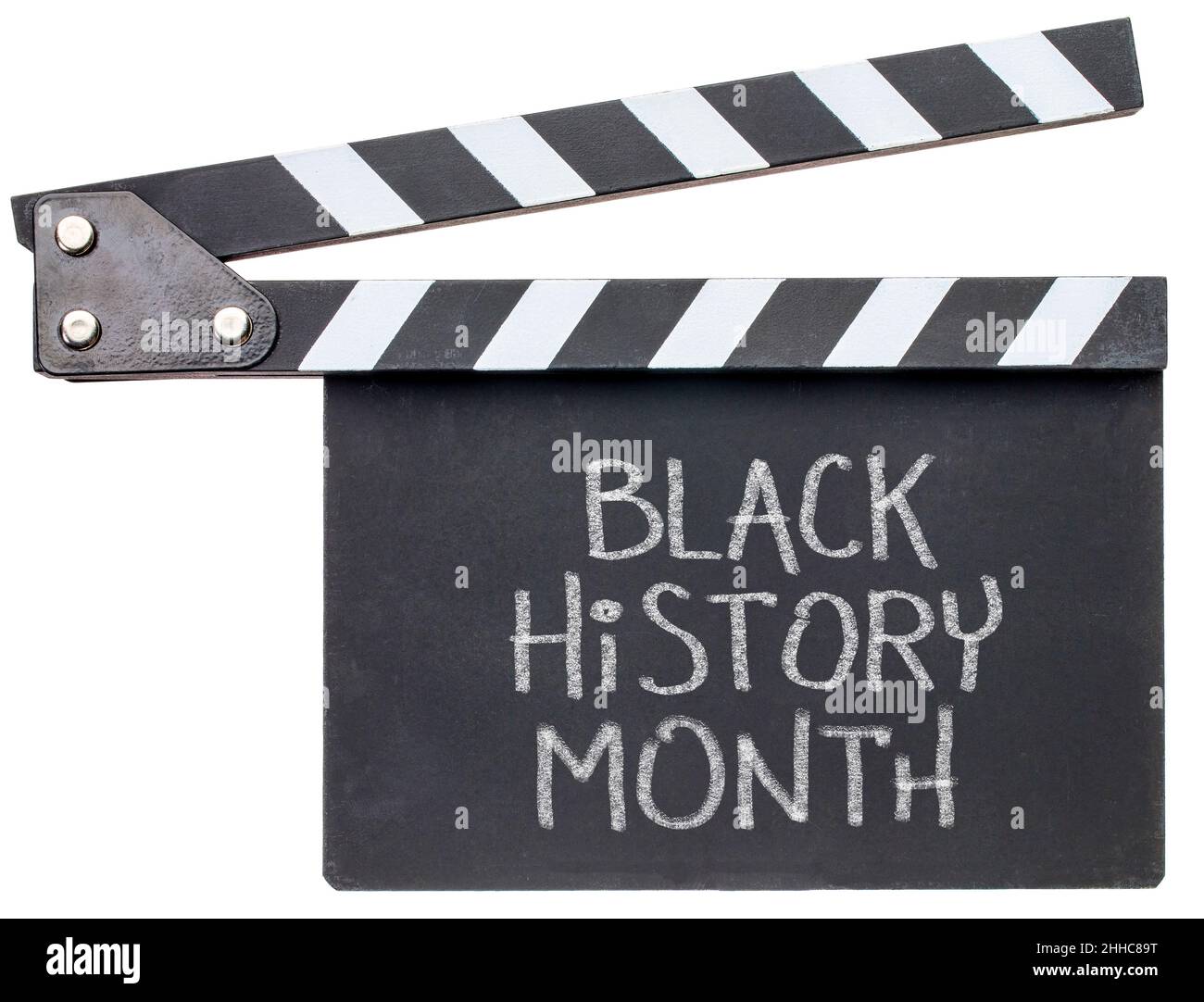 Februar - Black History Month, weiße Kreide-Handschrift auf einem Klappbrett, jährliche Einhaltung mit Ursprung in den Vereinigten Staaten Stockfoto