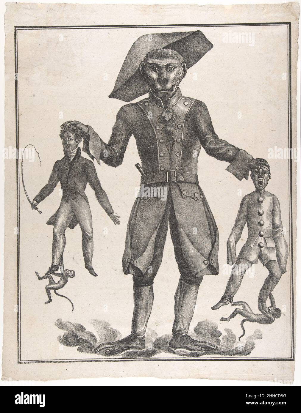 Einen riesigen Affen in Uniform bis Pierrot und ein Mann mit einer  Peitsche, Anonym, Französische, Deutsche oder Österreichische  Stockfotografie - Alamy