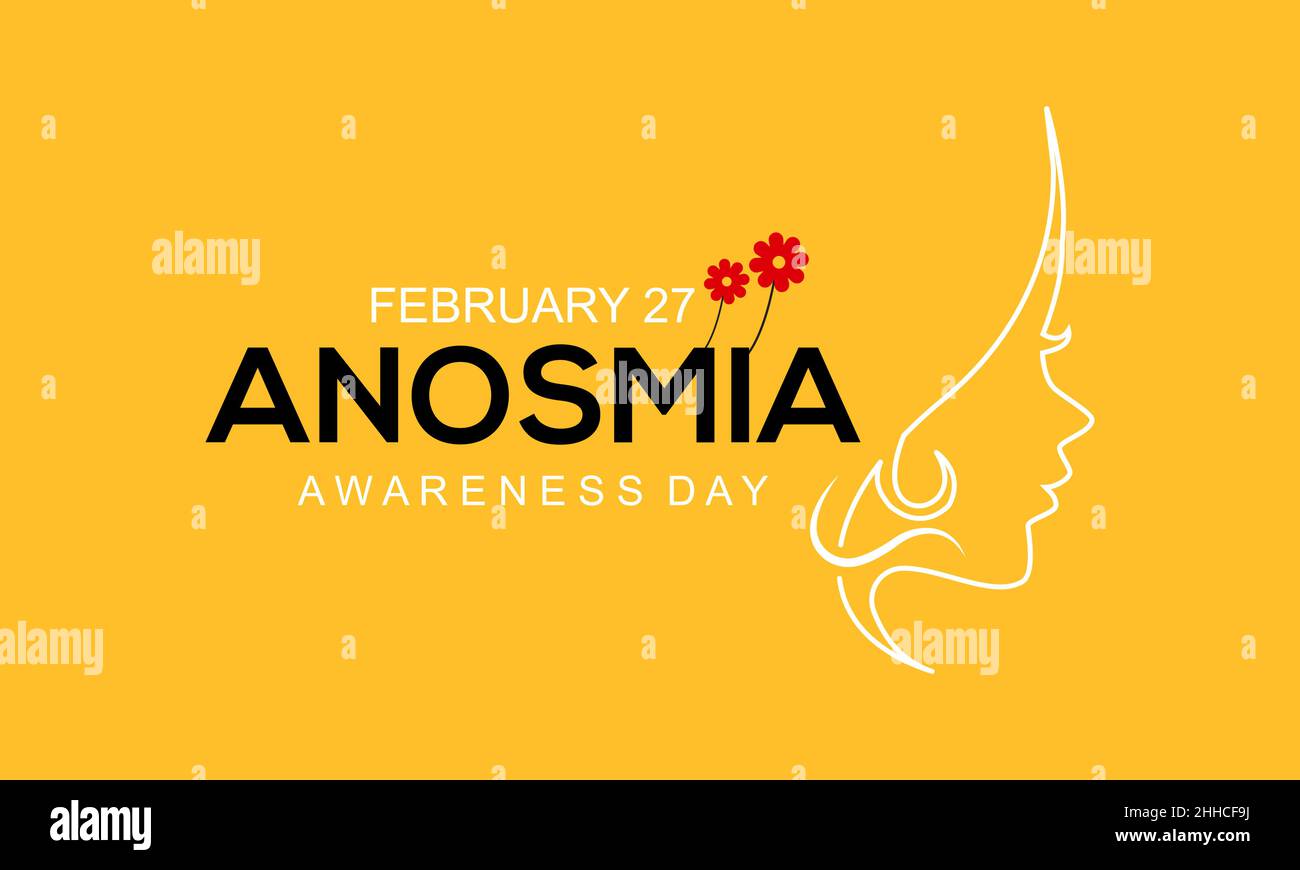 Anosmia Awareness Day im februar 27. Vektor-Template-Design für Banner, Karte, Poster, Hintergrund. Stock Vektor