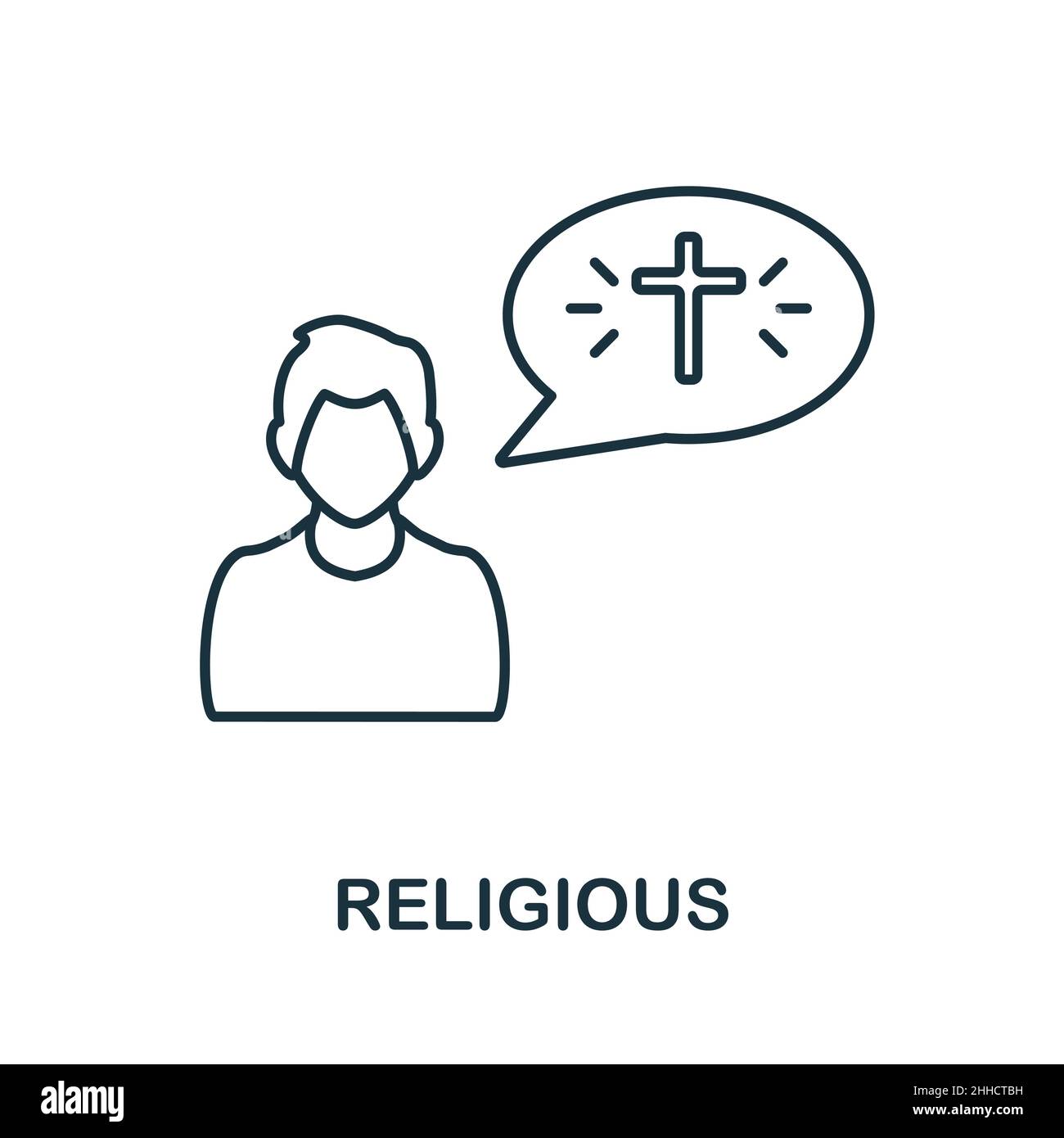 Religiöse Ikone. Linienelement aus der Menschenrechtssammlung. Lineare religiöse Ikone Zeichen für Web-Design, Infografiken und mehr. Stock Vektor