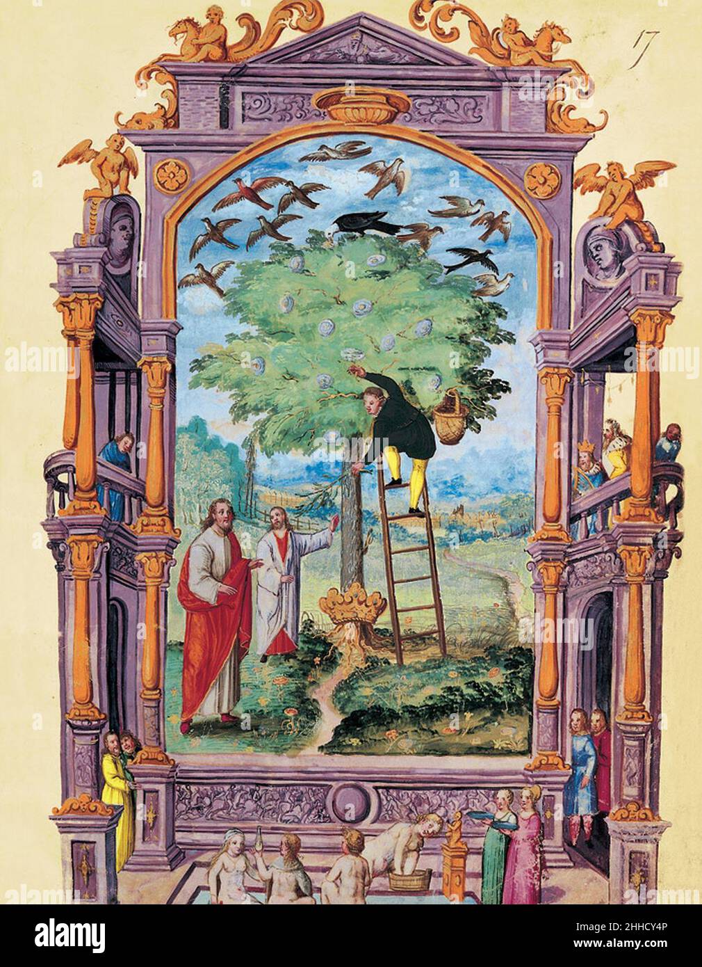 Splendor Solis - Traité d'Alchimie - Les philosophes sous l'Arbre (Les Sept Paraboles). Stockfoto