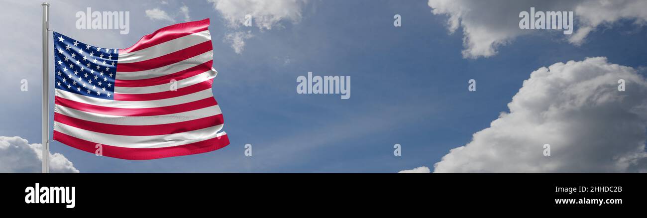 Die Flagge der Vereinigten Staaten von Amerika, oft auch als amerikanische Flagge oder US-Flagge bezeichnet, ist die Nationalflagge der Vereinigten Staaten Stockfoto