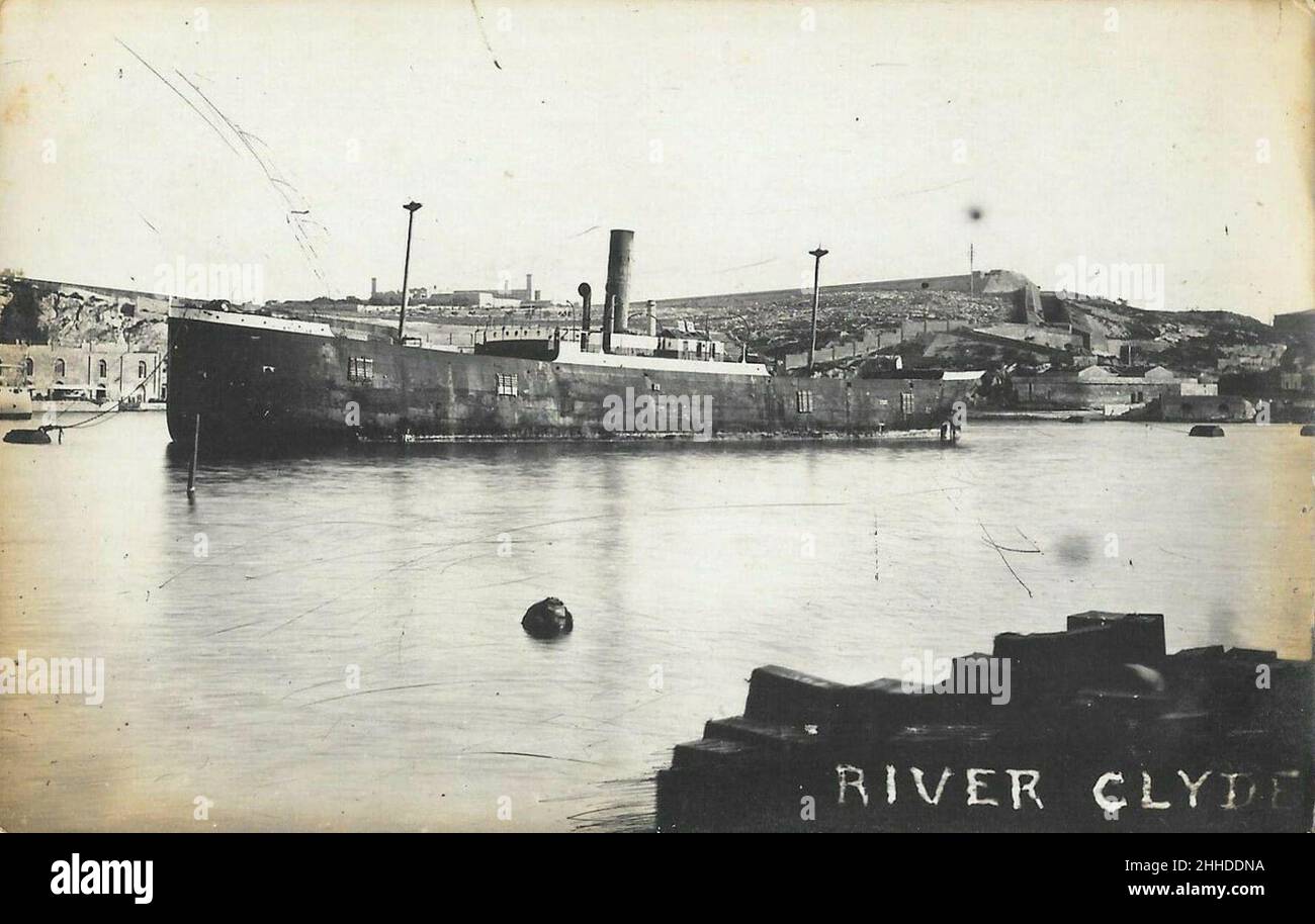 SS River Clyde vor Corradino, Malta. Stockfoto