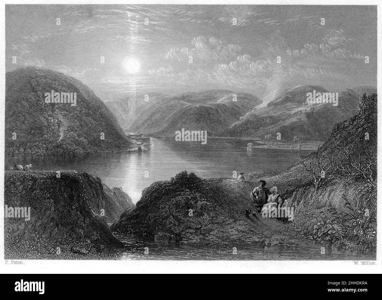 St Mary's Loch Gravur von William Miller nach P Paton. Stockfoto