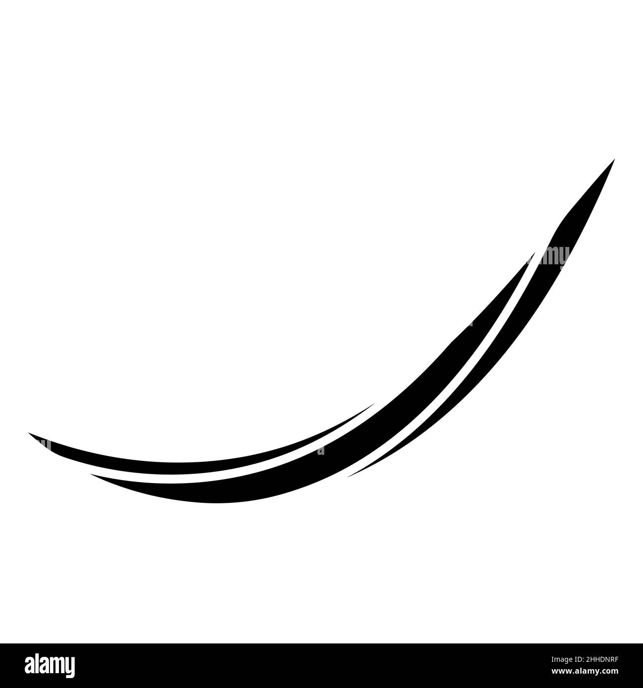 Gekrümmter kalligraphischer Streifen, Kalligraphie Reise-Logo-Band, anmutig geschwungene Linie Stock Vektor