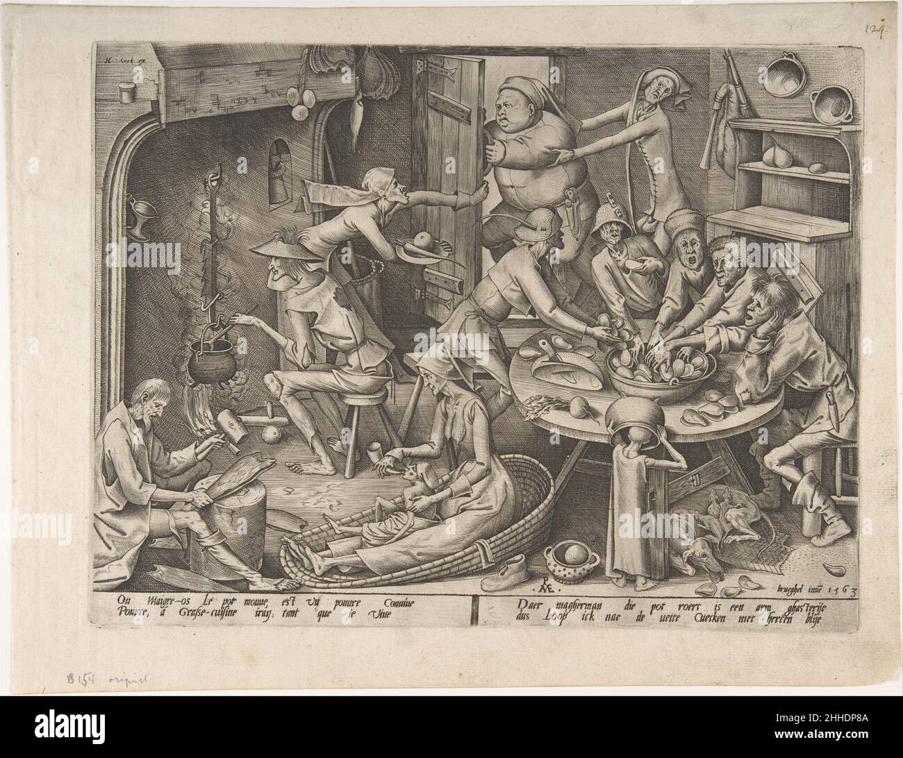 Die dünne Küche 1563 nach Pieter Bruegel dem Älteren Niederlandisch. The Thin Kitchen 392426 Stockfoto