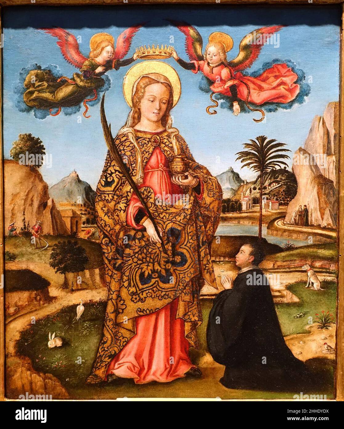 St. Lucy und knieender Spender, von Lazzaro Bastiani, 1480-1490, Ölfarbe auf Holz Stockfoto