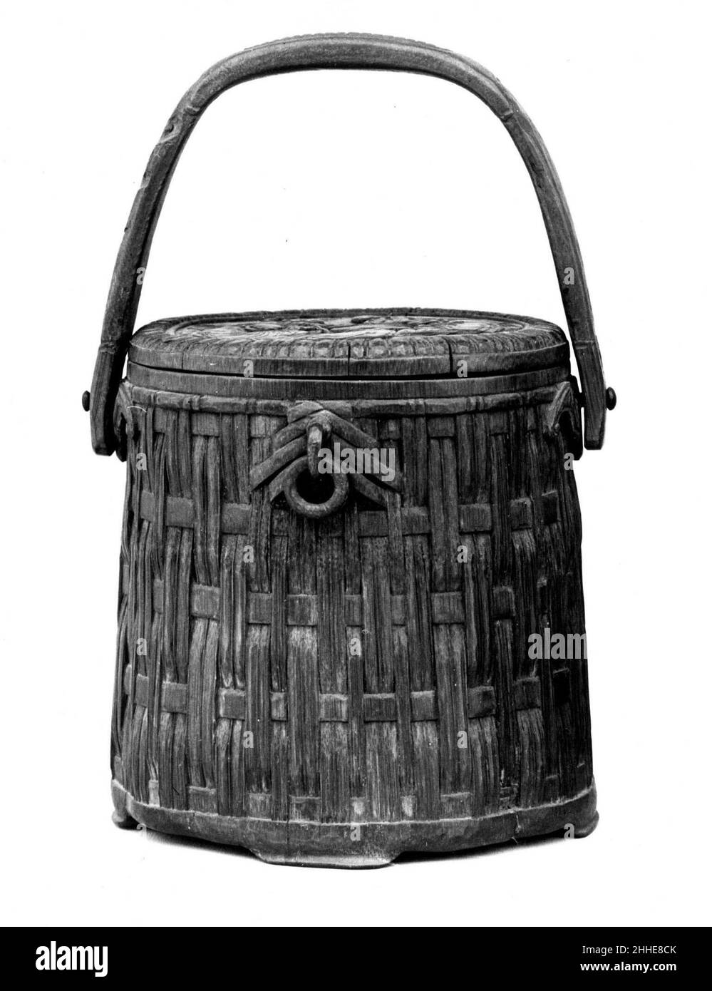 Box mit Deckel und Griff 19th Jahrhundert China. Box mit Deckel und Griff 61903 Stockfoto