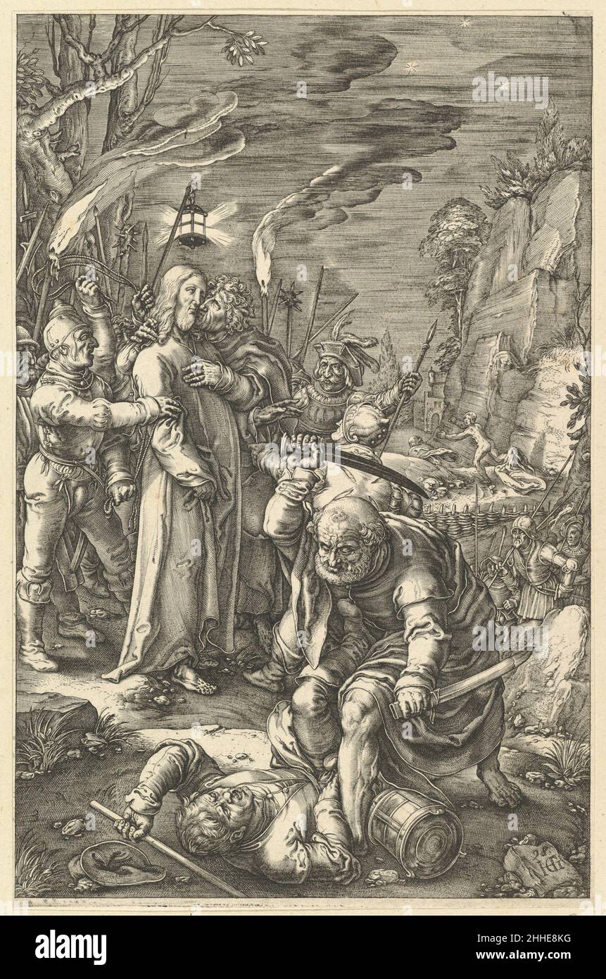 Der Verrat Christi, aus der Passion Christi ca. 1598–1617 Anonym. Der Verrat Christi, aus der Passion Christi 398295 Stockfoto