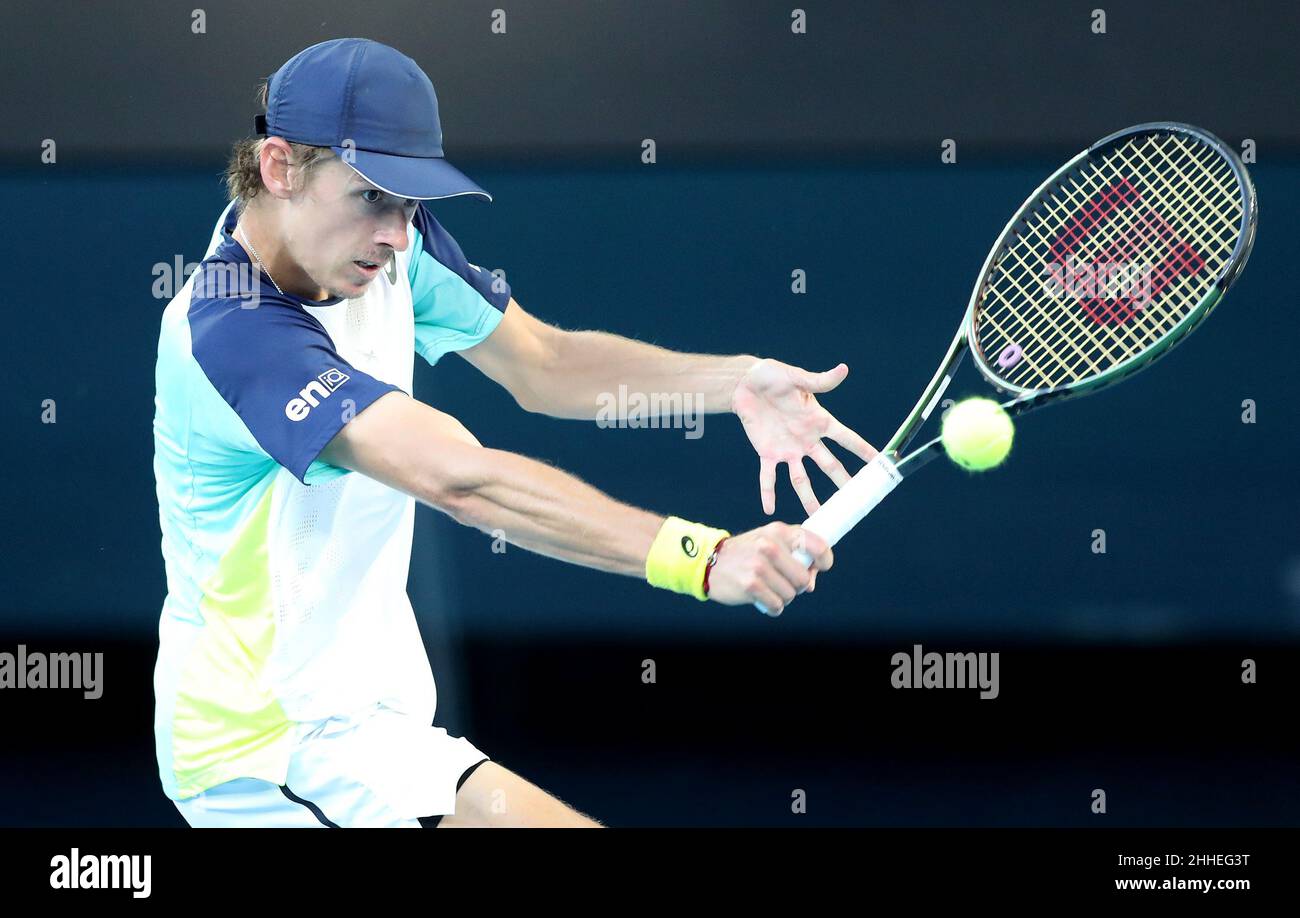 Melbourne, Australien. 24th Januar 2022. Alex de Minaur in der vierten Runde Aktion Australian Open Tennis 2022 Melbourne Park, Australia Day 8 Montag 24 Januar 2022 FOTO VON KARL WINTER Kredit: Roger Parker/Alamy Live News Stockfoto