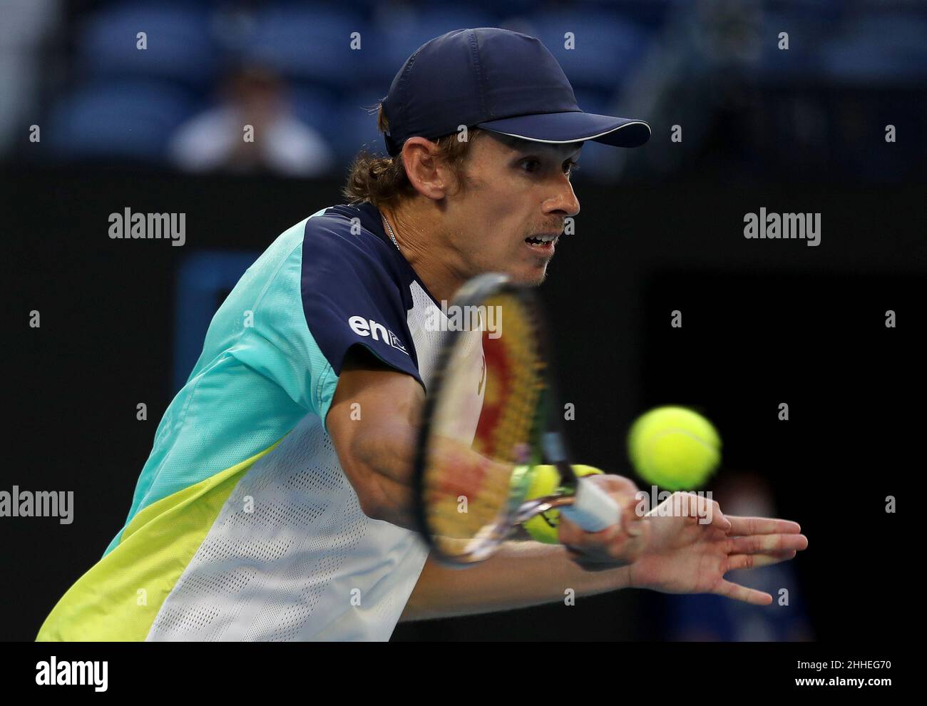 Melbourne, Australien. 24th Januar 2022. Alex de Minaur in der vierten Runde Aktion Australian Open Tennis 2022 Melbourne Park, Australia Day 8 Montag 24 Januar 2022 FOTO VON KARL WINTER Kredit: Roger Parker/Alamy Live News Stockfoto