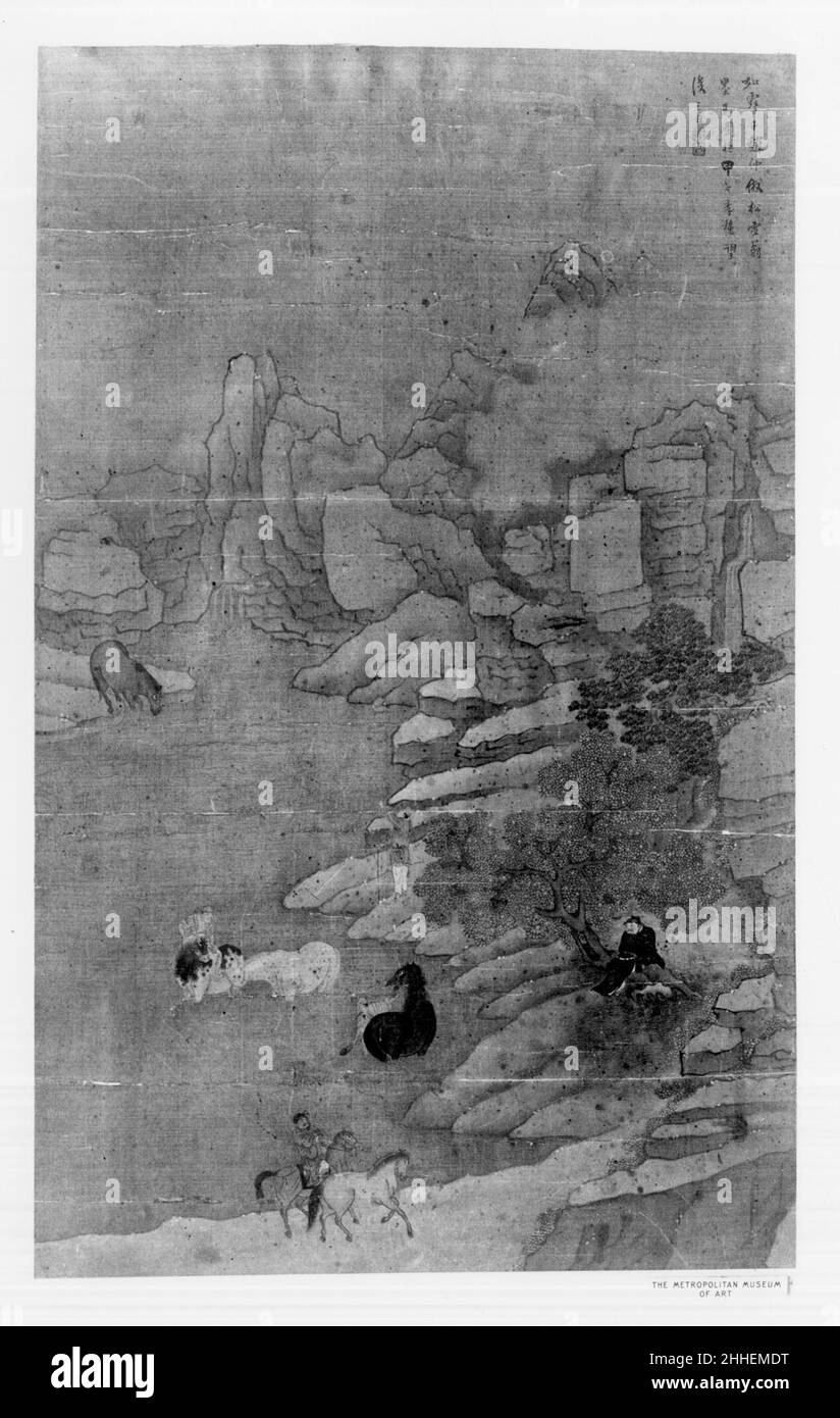 Waschen der Pferde im Strom 17th Jahrhundert Zhao Songxue Koreanisch. Waschen der Pferde im Strom 54912 Stockfoto