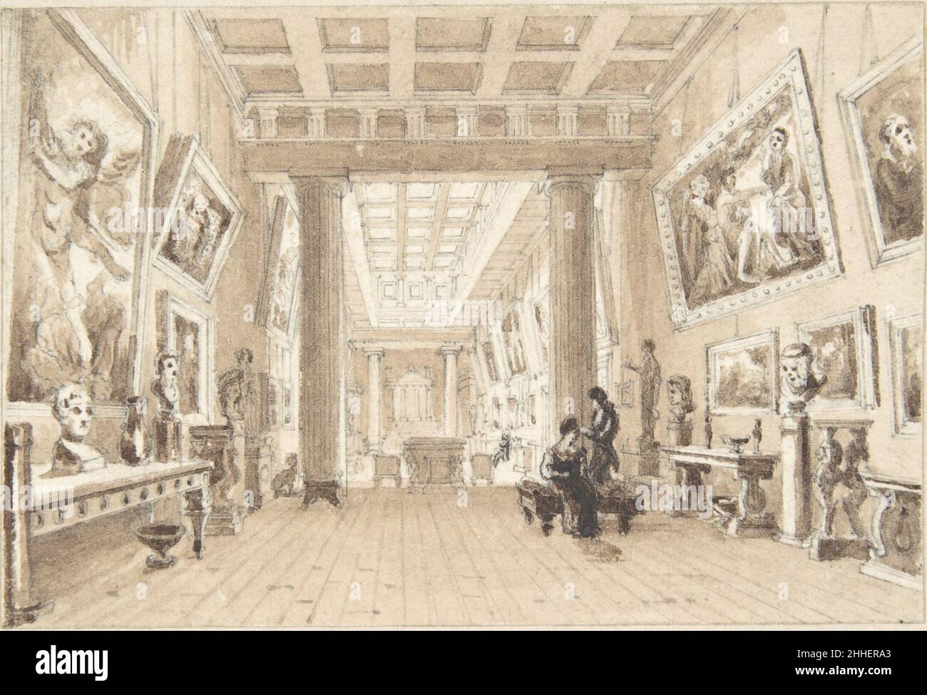 Interieur der Thomas Hope's Picture Gallery, Duchess Street, London 1825–54 William Henry Bartlett British. Innenraum der Thomas Hope's Picture Gallery, Duchess Street, London 362232 Stockfoto