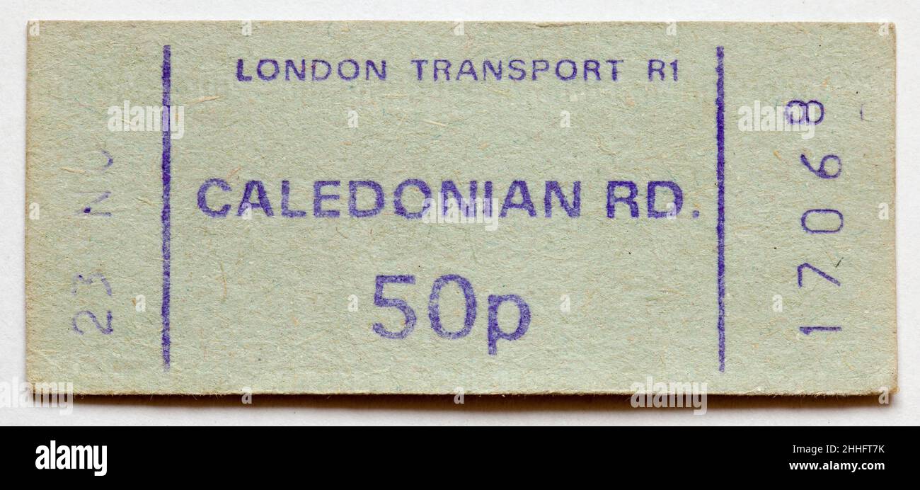 Vintage 1970s London Underground Train Ticket - Caledonian Road Stockfoto