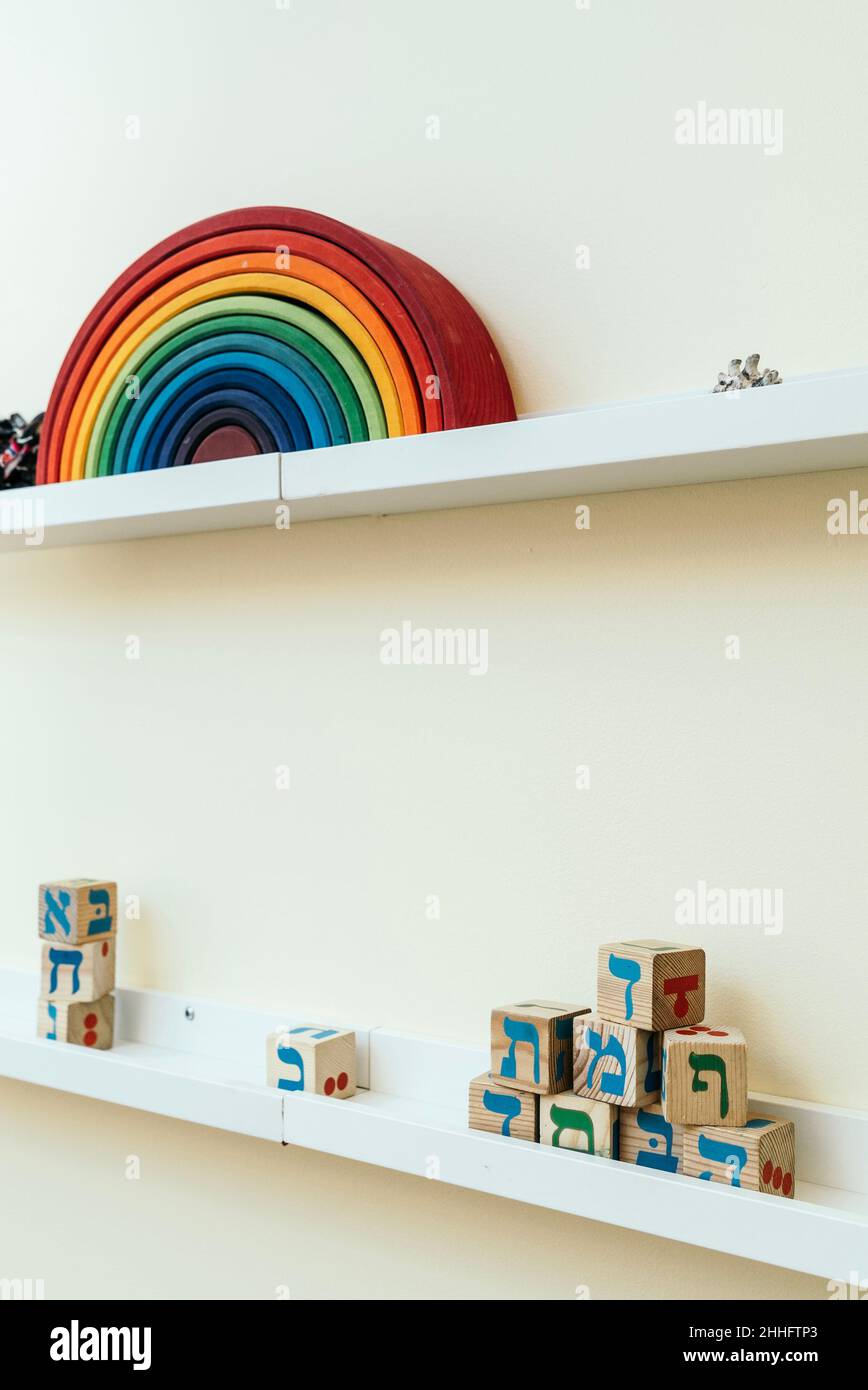 Vorkindergartenunterricht und Aktivitätszentrum in einer privaten Schule in Manhattan, New York City Stockfoto