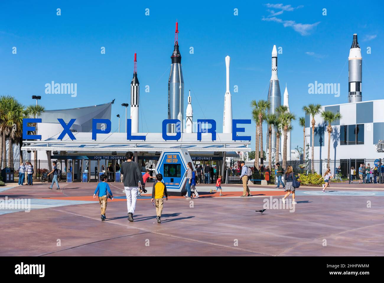 Cape Canaveral, Florida, Vereinigte Staaten von Amerika - DEZEMBER, 2018: Blick auf die wunderschönen Rockets im Kennedy Space Center Visitor Complex in Cape Canaveral, Stockfoto