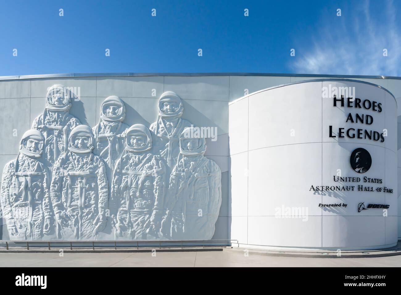 Cape Canaveral, Florida, Vereinigte Staaten von Amerika - DEZEMBER, 2018: Wunderschöne Astronauts Heroes and Legends Wall at Kennedy Space Center Visitor Compl Stockfoto