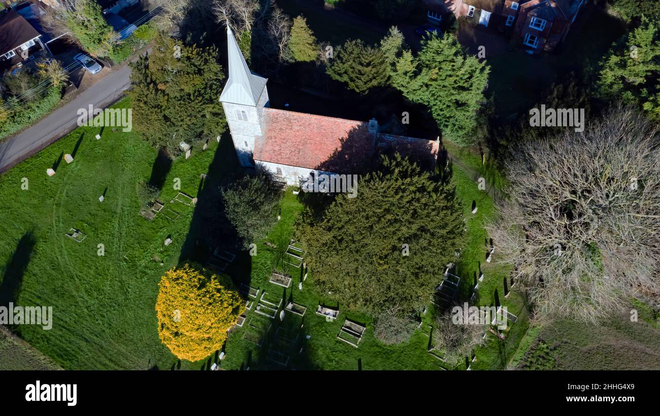 Luftaufnahme der Kirche der Jungfrau Maria, Ripple Stockfoto